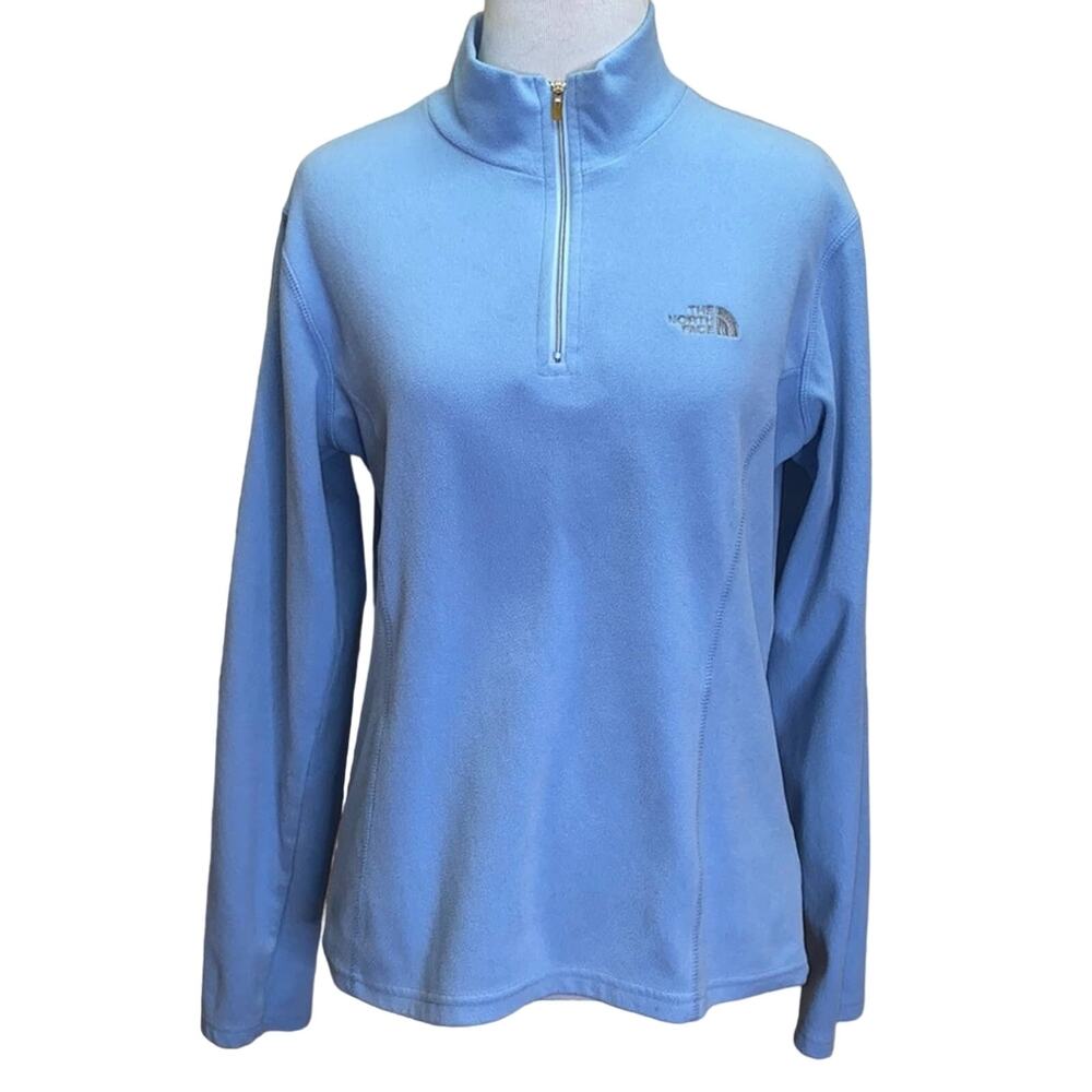 The North Face TKA 100 Light Blue 1/4 Zip Fleece Pullover Size Medium